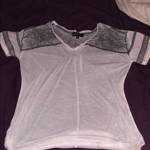 Grey and White Sheer Top